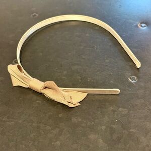J. Crew Silk Tan/Gold Headband with Bow